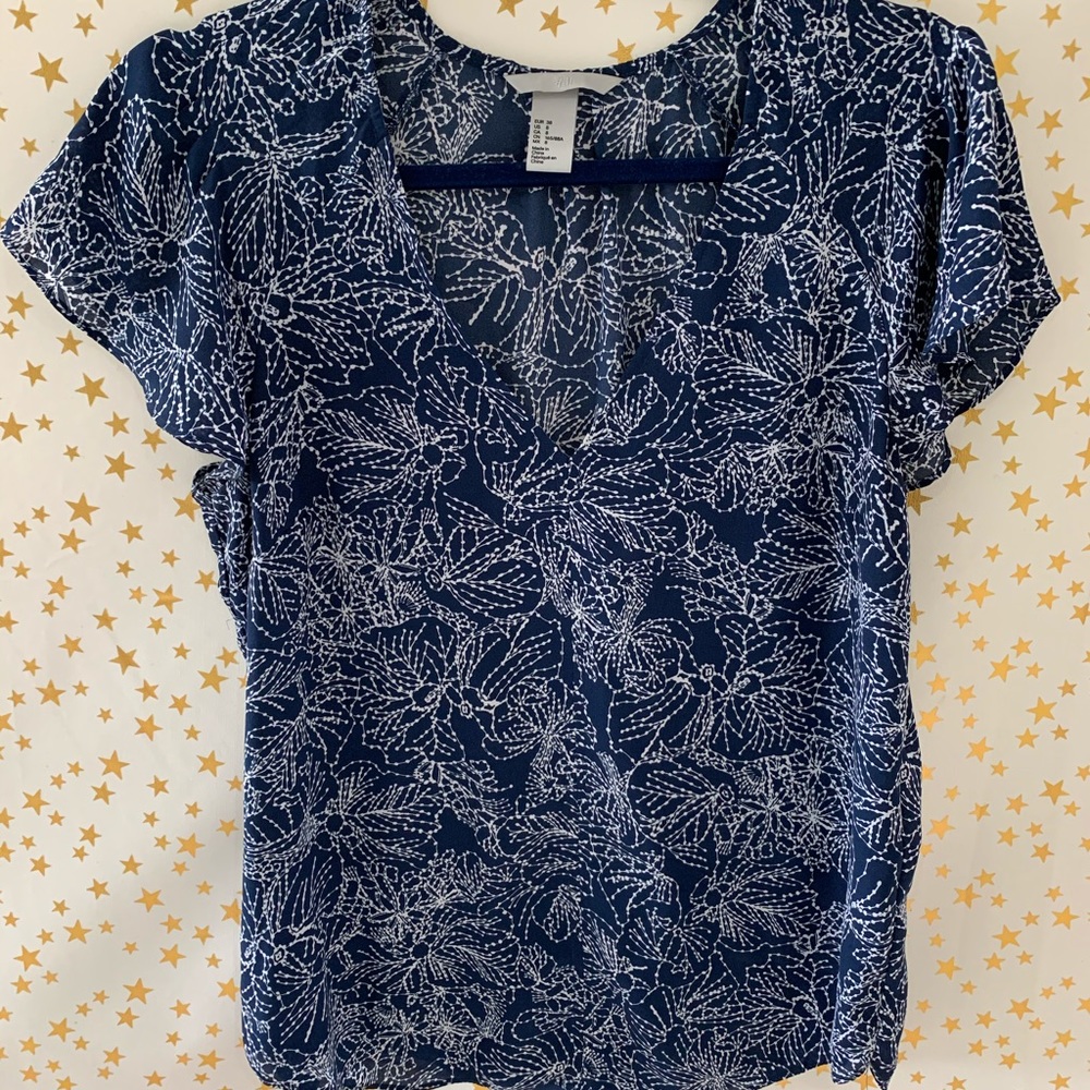 H&M Flutter Sleeve V Neck Blouse